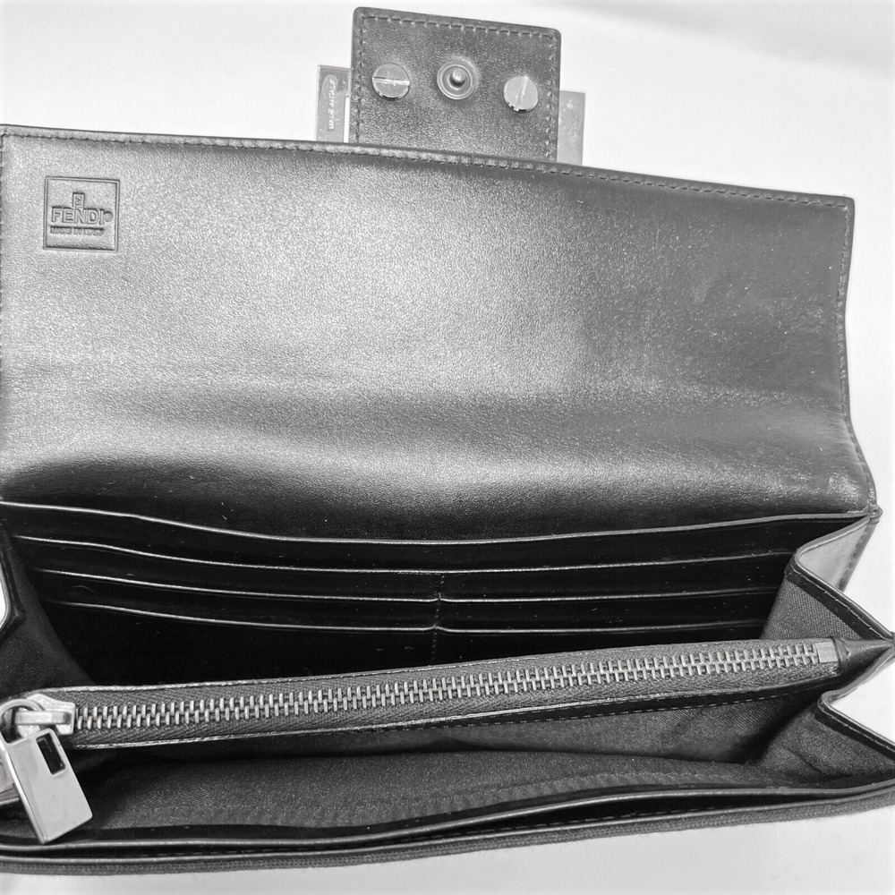 Fendi Baguette Clutch‎ Black Zucca FF Wallet Logo Bag Vintage Italy 2836 - Picture 5 of 10